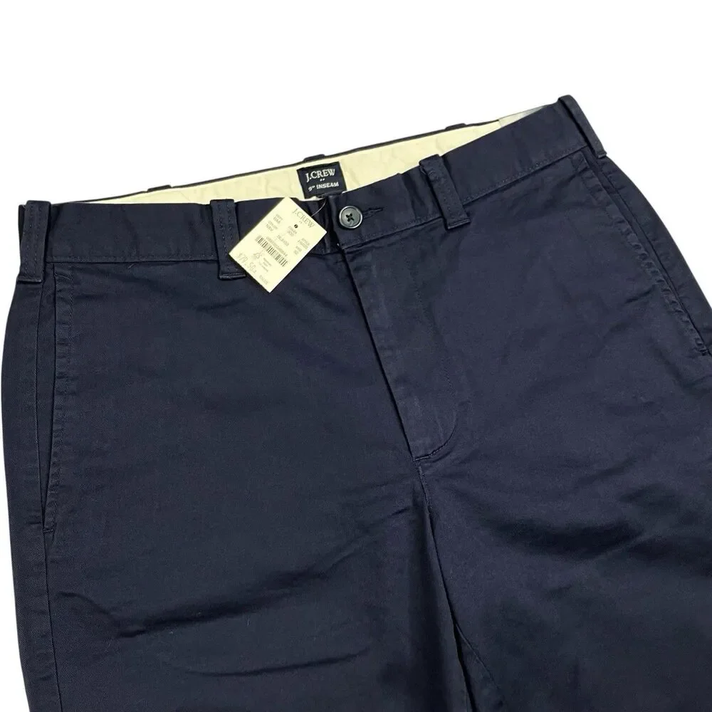 J Crew Flex Chino Shorts Mens 32‎ Blue 9” Inseam Stretch Flat Front Summer H5020